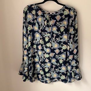 NWT - Loft Blouse - Navy with Paisley Print